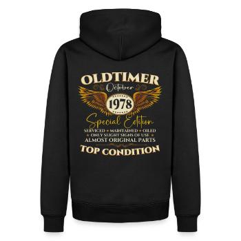 Oldtimer Octobre 1978 44ème anniversaire cadeau - Sweat à capuche Premium bio Homme - noir - Dos - Nico (187cm)