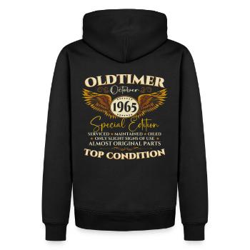 Oldtimer October 1965 57th birthday gift - Men’s Premium Organic Hoodie - black - Back - Nico (187cm)