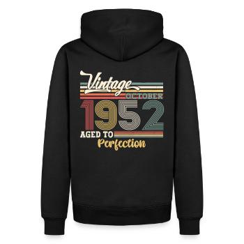 Octobre Né 1952 70e anniversaire Cadeau Cool - Sweat à capuche Premium bio Homme - noir - Dos - Nico (187cm)