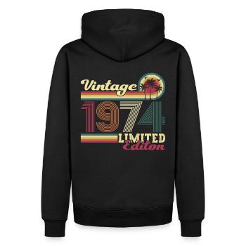 Original vintage 1974 48th birthday gift - Men’s Premium Organic Hoodie - black - Back - Nico (187cm)