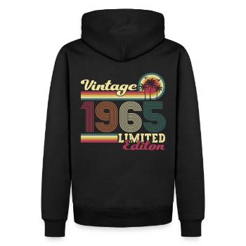 Cadeau original vintage 1965 57ème anniversaire - Sweat à capuche Premium bio Homme - noir - Dos - Nico (187cm)
