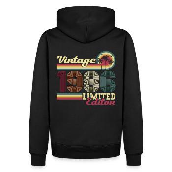Cadeau original vintage 1986 36ème anniversaire - Sweat à capuche Premium bio Homme - noir - Dos - Nico (187cm)