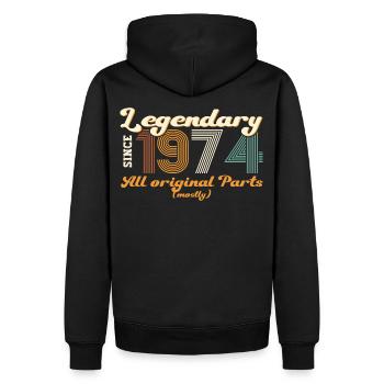 Original vintage 1974 48th birthday gift - Men’s Premium Organic Hoodie - black - Back - Nico (187cm)
