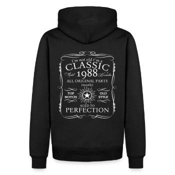 Classique Novembre 1988 Cadeau du 34e anniversaire - Sweat à capuche Premium bio Homme - noir - Dos - Nico (187cm)
