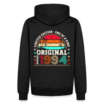 Original November 1994 28th Birthday Gift - Men’s Premium Organic Hoodie - black - Back - Nico (187cm)