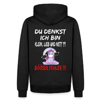 Du Denkst Ich Bin Klein Lieb Und Nett Böser Fehler - Männer Premium Bio Hoodie - Schwarz - Hinten - Nico (187cm)