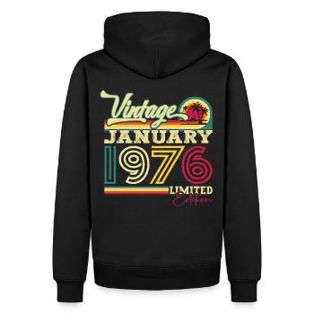 Born 1976 January 47th birthday Gift man - Men’s Premium Organic Hoodie - black - Back - Nico (187cm)