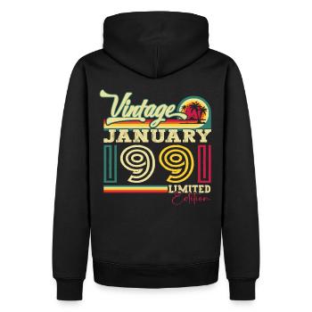 Né 1991 Janvier 32ème anniversaire Homme cadeau - Sweat à capuche Premium bio Homme - noir - Dos - Nico (187cm)