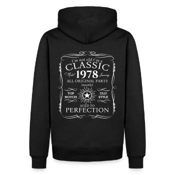 Né en 1978 janvier 45e anniversaire cadeau homme - Sweat à capuche Premium bio Homme - noir - Dos - Nico (187cm)
