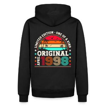 25e anniversaire Mann Original April Né en 1998 - Sweat à capuche Premium bio Homme - noir - Dos - Nico (187cm)