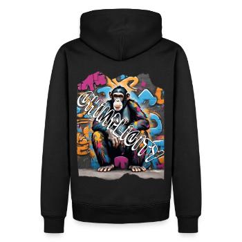 Schimpanse im Graffiti-Stil - Männer Premium Bio Hoodie - Schwarz - Hinten - Nico (187cm)