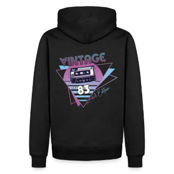 Vintage 1983 Cadeau d’anniversaire Cassette Rétro - Sweat à capuche Premium bio Homme - noir - Dos - Nico (187cm)
