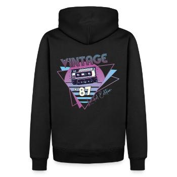 Vintage 1987 Cadeau d’anniversaire Cassette Rétro - Sweat à capuche Premium bio Homme - noir - Dos - Nico (187cm)