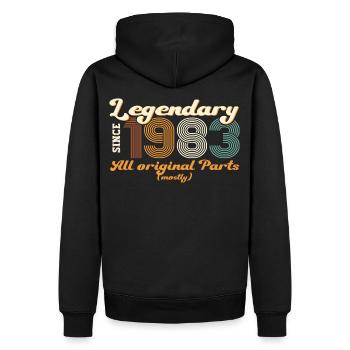 Cadeau original vintage 1983 39ème anniversaire - Sweat à capuche Premium bio Homme - noir - Dos - Nico (187cm)