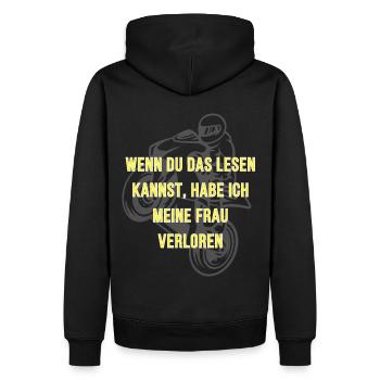 Biker Fun-Shirt - Männer Premium Bio Hoodie - Schwarz - Hinten - Nico (187cm)