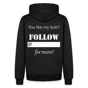 Influncer butt - Männer Premium Bio Hoodie - Schwarz - Hinten - Nico (187cm)