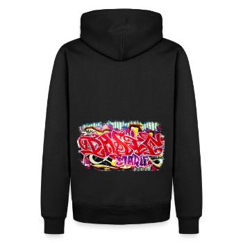 Mur de Berlin Graffiti Schrift - Sweat à capuche Premium bio Homme - noir - Dos - Nico (187cm)