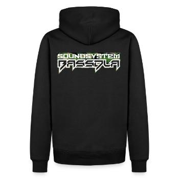 Tekkno Sound Bassdla - Männer Premium Bio Hoodie - Schwarz - Hinten - Nico (187cm)