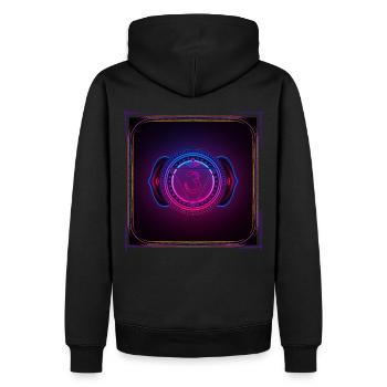 Neon Cyber Meditation psychedelisch Om Rave Goa - Männer Premium Bio Hoodie - Schwarz - Hinten - Nico (187cm)