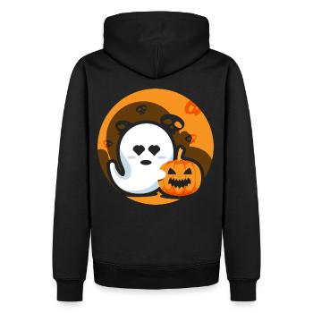 Ghost Pumpkin Friendship Halloween Spooky - Men’s Premium Organic Hoodie - black - Back - Nico (187cm)