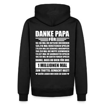 Vatertag Geschenk Papa Danke Sagen - Männer Premium Bio Hoodie - Schwarz - Hinten - Nico (187cm)