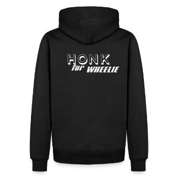Honk for Wheelie weiß - Männer Premium Bio Hoodie - Schwarz - Hinten - Nico (187cm)