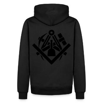 Steinmetz Zunft Handwerk - Männer Premium Bio Hoodie - Schwarz - Hinten - Nico (187cm)