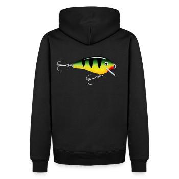 Leurre de Pêche - Sweat à capuche Premium bio Homme - noir - Dos - Nico (187cm)