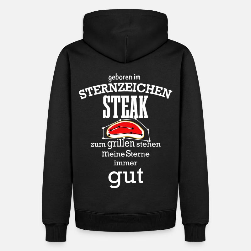 Sternzeichen Steak - Männer Premium Bio Hoodie - Schwarz