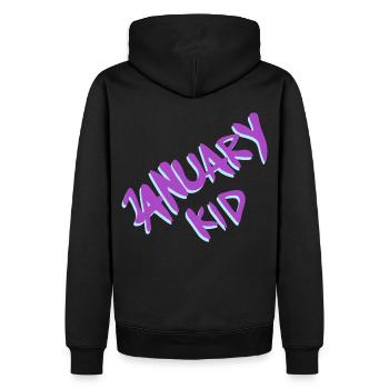 Born in January - January Kid - Men’s Premium Organic Hoodie - black - Back - Nico (187cm)