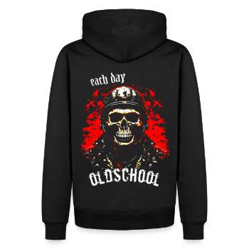 Oldschool tous les jours - Sweat à capuche Premium bio Homme - noir - Dos - Nico (187cm)