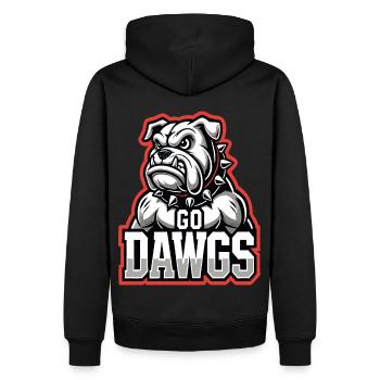 Fierce Bulldog Maskottchen Bekleidung für Hund und Sport - Männer Premium Bio Hoodie - Schwarz - Hinten - Nico (187cm)