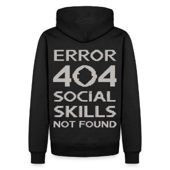 "Error 404 Social Skills Not Found" Funny Quote - Men’s Premium Organic Hoodie - black - Back - Nico (187cm)