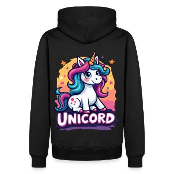Unicord - Licorne mignonne avec une touche amusante - Sweat à capuche Premium bio Homme - noir - Dos - Nico (187cm)