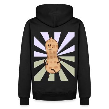 Erdnuss Nuss Nüsse frech fröhlich Kind Baby - Männer Premium Bio Hoodie - Schwarz - Hinten - Nico (187cm)