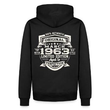 60. Geburtstag Mann Original März Jahrgang 1963 - Männer Premium Bio Hoodie - Schwarz - Hinten - Nico (187cm)