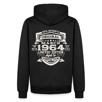 60. Geburtstag Mann Original März Jahrgang 1964 - Männer Premium Bio Hoodie - Schwarz - Hinten - Nico (187cm)