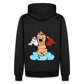 Himmlische Erdnuss Engel Teufelchen Wolke Nuss - Männer Premium Bio Hoodie - Schwarz - Hinten - Nico (187cm)
