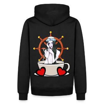 Maritim Steuerrad Steuermann Seefahrt Matrose Moin - Männer Premium Bio Hoodie - Schwarz - Hinten - Nico (187cm)