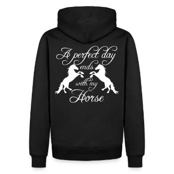 Cheval équitation Cavaliers Cavaliers Cadeau - Sweat à capuche Premium bio Homme - noir - Dos - Nico (187cm)