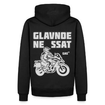 Glavnoe ne ssat, Enduro Gas77 - Sweat à capuche Premium bio Homme - noir - Dos - Nico (187cm)