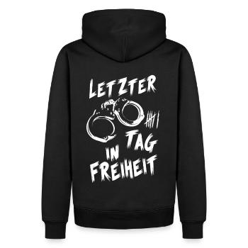 Junggesellinenabschied Letzter tag in Freiheit - Männer Premium Bio Hoodie - Schwarz - Hinten - Nico (187cm)