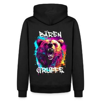 Graffiti Bärengruppe Kindergarten Gruppentier - Männer Premium Bio Hoodie - Schwarz - Hinten - Nico (187cm)