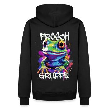 Graffiti Froschgruppe Kindergarten Gruppentier - Männer Premium Bio Hoodie - Schwarz - Hinten - Nico (187cm)