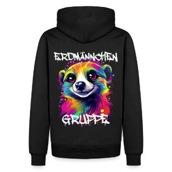Erdmännchengruppe Kindergarten Gruppentier - Männer Premium Bio Hoodie - Schwarz - Hinten - Nico (187cm)