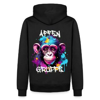 Graffiti Affengruppe Kindergarten Gruppentier - Männer Premium Bio Hoodie - Schwarz - Hinten - Nico (187cm)