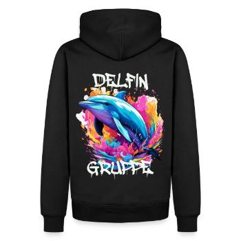 Graffiti Delfingruppe Kindergarten Gruppentier - Männer Premium Bio Hoodie - Schwarz - Hinten - Nico (187cm)