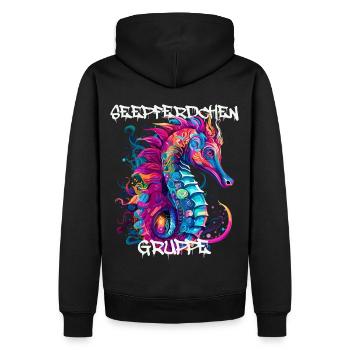 Seepferdchengruppe Kindergarten Gruppentier - Männer Premium Bio Hoodie - Schwarz - Hinten - Nico (187cm)