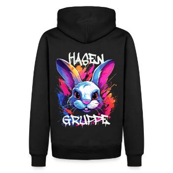 Graffiti Hasengruppe Kindergarten Gruppentier Hase - Männer Premium Bio Hoodie - Schwarz - Hinten - Nico (187cm)