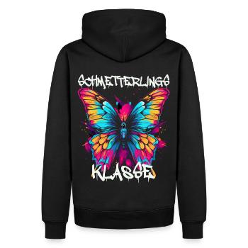 Schmetterlingsklasse Grundschule Klassentier - Männer Premium Bio Hoodie - Schwarz - Hinten - Nico (187cm)